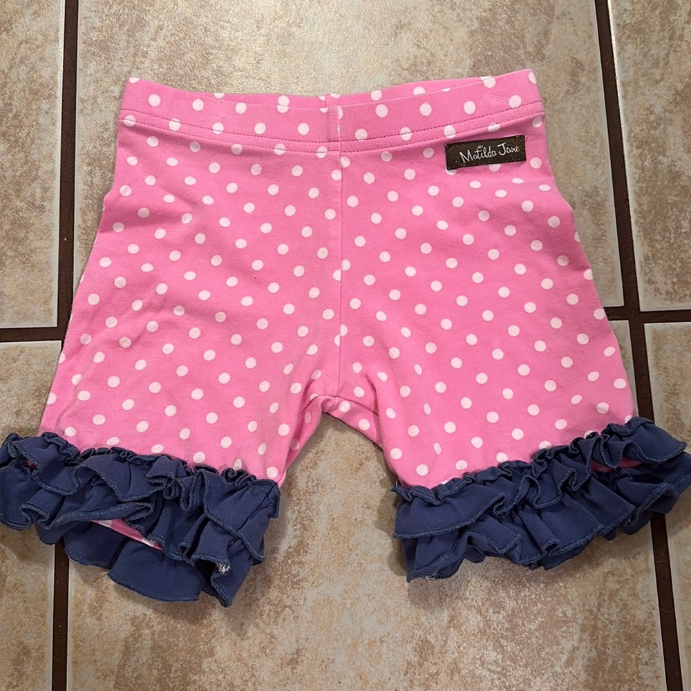 Matilda Jane Pink Polka Dot Ruffle Shorts Size 6
